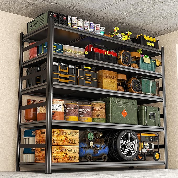 87" H Garage Shelving 3500Lbs Storage Shelves 5-Tier Adjustable Shelving Units Metal Storage Shelves Heavy Duty for Basement, Commercial, Warehouse, Industrial, Black
