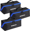 WORKPRO Tool Bag with Zipper, 10" Utility Wide Mouth Heavy Duty Tool Storage Bag, Multipurpose Zipper Tool Pouch Tote Bag for Organizer 3-pack
