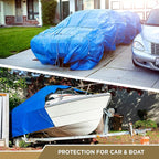 ATERET Multi-Purpose Blue Tarp Cover I Waterproof, 5-Mil Thick Plastic Poly with Grommets Eyes for Secured Tie Down I Great Idea Use for Roof, Camping, Patio, Canopy, Boat, Tent & Camping (12' x 12')