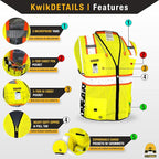 KwikSafety - BIG KAHUNA DIGITAL Safety Vest [LIMITED EDITION] Class 2 ANSI OSHA Reflective Vest Durable High Visibility Vest Construction Safety Vest for Men Industrial Work Gear/Yellow 3XL