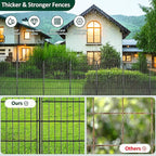 No Dig Dog Fence Outdoor for Yard: Heavy Duty Garden Fence Animal Barrier 10 Panels Metal Fencing Panels 32IN H x 23.6IN W with Ground Stakes for Dog Containment, Backyard Safety