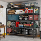 REIBII 85.7"H Garage Shelving 2998LBS Storage Shelves with Wheels&Feet,5 Tier Garage Shelves Heavy Duty Adjustable Wire Shelving for Basement Commercial Industrial Pantry, 85.7"H X 55.5"W X 24.2"D