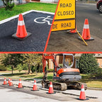 RoadHero 4 Pack Traffic Safety Cones 18 Inch with Black Weighted Base, Plastic PVC Cone, Orange Cones with Reflective Collar, Cones for Parking Lot, Construction Events, Road Safety