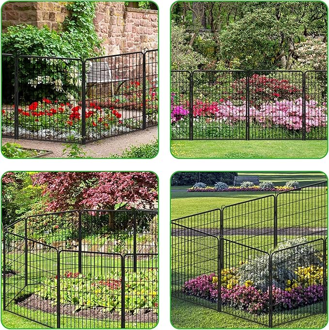 Decorative Metal Garden Fence Add-on Fence Panels, 40in(H) x 5.3Ft(L) No Dig Fence 2 Panels Fencing for Dogs Animal Barrier Fence Garden Fencing for Yard, Patio, Without Gate