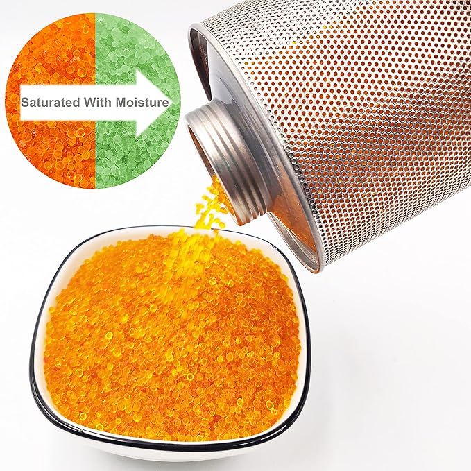 750 Grams 16 Pack Gun Safe Dehumidifier, Reusable Canister Desiccant Dehumidifier, Rechargeable 1.65 Lbs Indicating Silica Gel Orange To Green