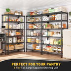 REIBII 6-Tier Storage Shelves Metal Shelving for Storage Load 1000 LBS,Wire Shelves Heavy Duty Shelving Unit Adjustable Pantry Shelf Bathroom Kitchen Garage 24" W x 14" D x 71" H, Black