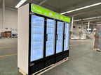Commercial Beverage Refrigerator Display Fridge,85 Cu Ft Four Glass Door Upright Merchandiser Drink Cooler with LED Light Adjustable Shelves,ETL Approval,80" Wide,Wheels Included