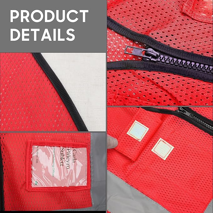 Reflective Safety Vest for Men Women with 5 Pockets and Zipper Front High Visibility