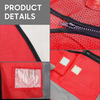 Reflective Safety Vest for Men Women with 5 Pockets and Zipper Front High Visibility