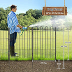 Bepatio Tall Garden Fence Animal Barrier with Gate, 39.5in (H) x 11.5ft (L) 5 Panels Decorative Dog Fence Outdoor for Yard, Heavy Duty Metal Fence Border, Flower Bed, Easy Setup, Black