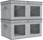 Univivi Large Foldable Fabric Storage Bins with lids [2-Pack] Collapsible Closet Storage Box for Clothes, Closet Organizer with Handles, Storage Cube Basket for Home, Bedroom (Grey, 24" x17" x 12")