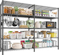 REIBII 1450LBS Shelves 5 Tier Metal Shelving Unit Storage Wire Shelving 58.1''W Pantry Shelves Wire Shelf Adjustable Garage Shelving Heavy Duty Storage Rack for Pantry Kitchen Garage, Black