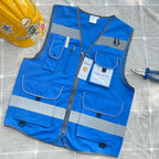 TCCFCCT Safety Vest for Men Women 9 Pockets High Visibility Reflective Vest for Safety, Work Vest with Reflective Strips, Meets ANSI/ISEA Standards, (Blue, X-Large)