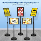 6Packs 11x17 Inch Adjustable Pedestal Poster Sign Stand, Heavy Duty Floor Standing Sign Holder Stand Aluminum Snap Open Frame for Vertical and Horizontal View Sign Displayed(Black)