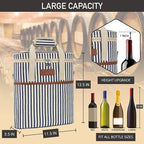 Opux 3-Bottle Wine Carrier Tote, Insulated Leakproof Cooler Bag, Portable Wine Bottle Tote for Picnic, BYOB, Beach - Stripe