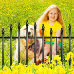 Metal Garden Fence 26" H x 24" W (5 Panels, 10 Ft Total) Rustproof Animal Barrier No Dig Decorative Fencing for Dogs,Pet, Yard,& Patio, Easy Installation
