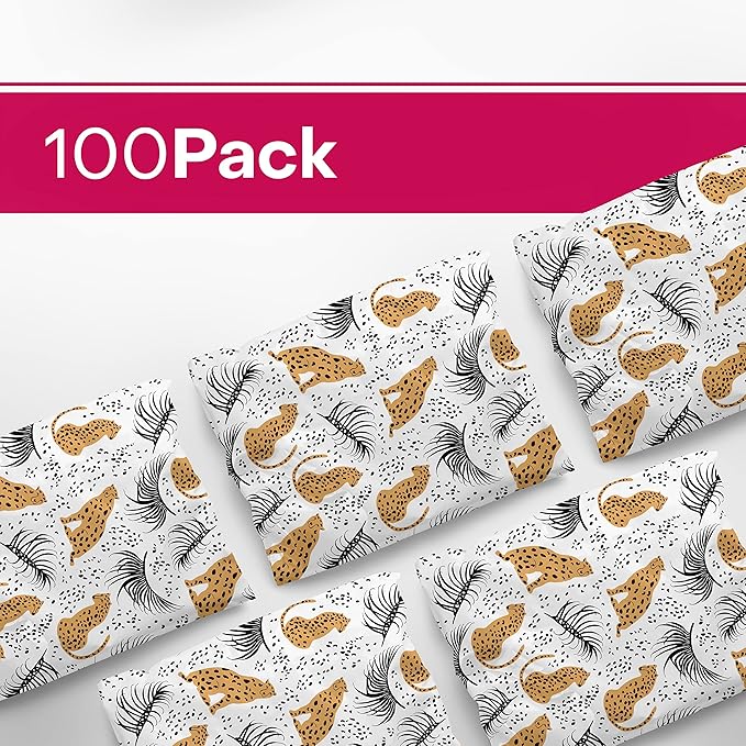 Package Mint Poly Mailers 10x13 100 Pack | Waterproof & Tear Resistant Mailing Envelopes | Small Business Supplies | Shipping Bags for Clothes | Cute Small Business Bags - Cheetah Palm