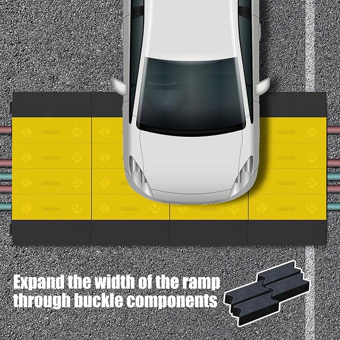 Assemble Threshold Bridge Ramp,1 Large Channel Floor Wire Hose Cord Cable Protector, Doorway Ramp for Cars Wheelchairs, ADA Compliant Driveway Road Hump, Traffic Speed Bump