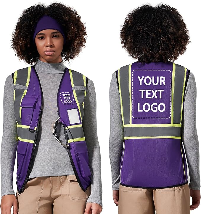 AYKRM Custom Logo Personalised Printed High Visibility Reflective 2 two tone work construction Safety Vest