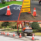 RoadHero 8 Pack Traffic Safety Cones 18 Inch, PVC Cone with Black Weighted Base, Orange Cones with Reflective Collar, Cones for Parking Lot, Construction Events, Road Safety