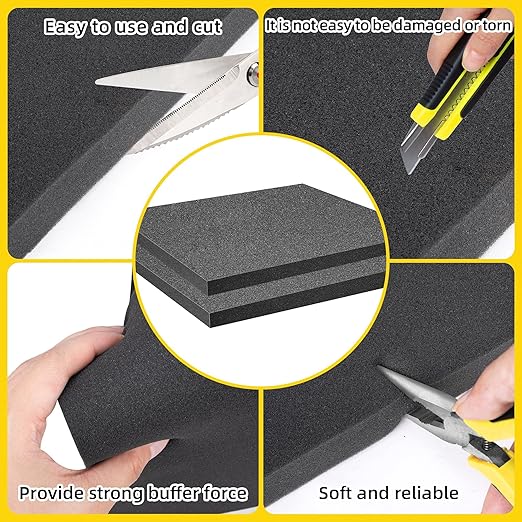 DECOHS 4 Pcs Polyurethane Foam Sheet- 16 x 12 x 1 Inch Cuttable Foam Inserts for Cases- Packing Foam Pads for Toolbox Camera Storage and Crafts