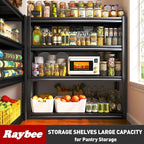 Raybee 40" W Garage Shelving, Storage Shelves 56.9" H, Metal Shelving Heavy Duty Load 1600LBS, Adjustable Metal Shelves for Storage Pantry Kitchen 40" W x 19.1" D x 56.9" H