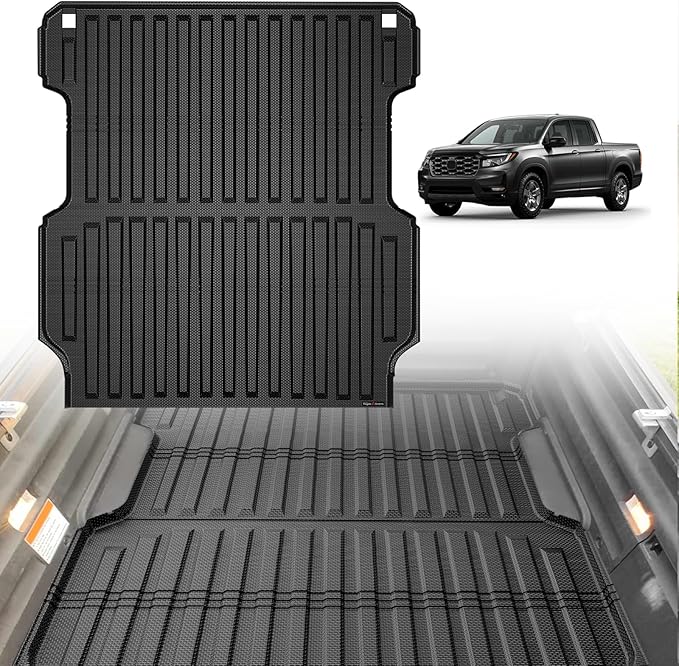 TripleAliners Truck Bed Mat Compatible with 2017-2024 2025 2026 Honda Ridgeline Accessories 5.3FT Vehicle Perfectly Flush All Weather Protection TPE Heavy Duty Pickup Car Bed Cargo Mat