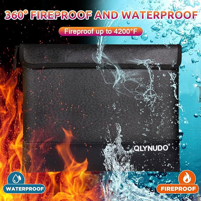 Fireproof Bag for Cash & Documents - A4 (11x13.3") Waterproof Fireproof Document Bag, 4200℉ Resistant, Reflective, Secure Protection for Valuables