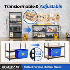 HOMEDANT 5-Tier Laminated Boltless Heavy Duty Metal Shelving Unit Adjustable Garage Storage Utility Rack Shelves Organization Multipurpose Shelf Warehouse Industrial (10, (M) 35.9" W, Black)
