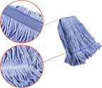 String Mop Heads Replacement Heavy Duty Commercial Grade Blue Cotton Looped End Wet Industrial Cleaning Mop Head Refills (4, Medium)