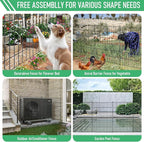 10 Panels Garden Fence Dog Fence Outdoor for Yard,24in H x 20ft L Rustproof Metal Fencing with Ground Stakes|No Dig Temporary Animal Proof Containment for Pets/Rabbits|Durable Patio Security Panels