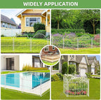 10 Panels No Dig Decorative Garden Fence for Yard, 24in (H) x 20ft (L) Rustproof Metal Wire Panel Border Animal Barrier Fencing for Dog, Rabbits, Flower Bed Edging Ornamental with Ground Stake, White