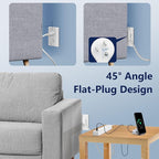 LIDER Outlet Extender with 3 Receptacles, USB Type-A, and 2 USB Type-C Port, Ultra-Thin Flat-Plug with Cord Extender, 3-Outlet Power Strip, Slim Angled Design, 5ft Cord, UL-Listed, White, 2 Pack