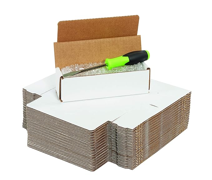 Box USA Small Shipping Boxes 7" x 5" x 3", 50-Pack, Bulk - White Box Mailer for Packaging, or Small Business Mailing 7x5x3