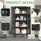Pantry Cabinets for Kitchen,61.02” Tall Storage Cabinets,Metal Pantry Storage Cabinet with 2 Doors and 3 Adjustable Shelves for Kitchen/Black