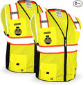 KwikSafety - Charlotte, NC - BIG KAHUNA Safety Vest [2 PACK] Class 2 ANSI OSHA Reflective Vest Durable High Visibility Vest Construction Safety Vest for Men Industrial Work Gear/Yellow 3XL