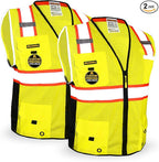 KwikSafety - Charlotte, NC - BIG KAHUNA Safety Vest [2 PACK] Class 2 ANSI OSHA Reflective Vest Durable High Visibility Vest Construction Safety Vest for Men Industrial Work Gear/Yellow 3XL