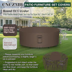 Heavy Duty Patio Furniture Covers Waterproof, 600D Round Outdoor Furniture Cover Waterproof for Sectional Sofa Couch, Outdoor Dining Table and Chair Set Covers 92"DIA x 28"H, Brown