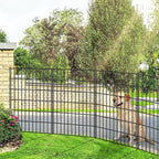 Metal Garden Fence 40in (H) x 11.7ft (L), 5 Panels + 6 Stakes Dog Fence Border Fence Animal Barrier, No Dig Garden Fencing for Yard Flower Bed Lawn Patio Outdoor, PIN402805 Black