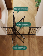 Babelio Baby Gate for Doorways and Stairs, 26-40" Auto Close Dog Gate, PressGuard C5, Easy-Install Pressure Mounted Satey Door, No Drilling Safety Gate for Child and Pets, Black