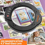 10X Magnifying Glass with Light and Clamp, 5 Color Stepless Dimmable Modes 84 LEDs Magnifier with Light Hands Free for Reading Sewing Crafts Repair and Close Work (10X Clamp)