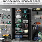 Metal Storage Cabinet with 2 Doors and 6 Shelves,Black Metal Cabinet with Lock,71" Lockable Garage Storage Cabinets,Locking File Cabinet,Steel Tool Cabinets for Home,Office,Garage,Shop,School