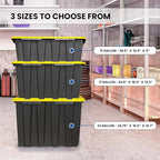 Lifetime Home 8 PACK of Medium 12 Gallon Plastic Storage Bin Tote Organizing Container with Ultra Durable Secure Latching Lids, Stackable, Extra Strength Clear with Built in Handle - Black and Yellow