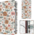 Premium Car Registration and Insurance Card Holder, Cute PU Leather Car Document Holder, Vehicle Glove Box Car Organizer with Magnetic Closure for Driver License, Cards Boho Flowers