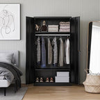 Letaya Metal Wardrobe Cabinets with Lock,Clothing Locker 72" X 36" X 18" Storage Cabinets for Home Room,Fire Department, School, Employee,Gym,Government (Black)
