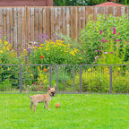 FXW Garden Fence Outdoor for The Yard – 24in(H) x 30.4ft(L) Heavy Duty Metal Animal Barrier for Dog and Rabbit, Decorative Dog Fence, 16 Panels, Silver