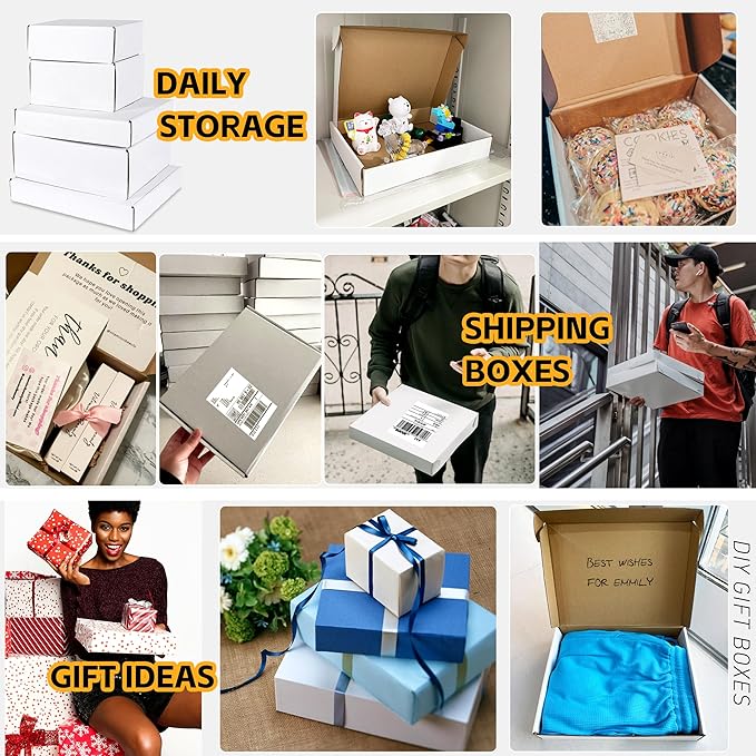 9x6x4 inch Small Shipping Boxes Set of 25, White Corrugated Cardboard Box Literature Mailer for Mailing Packing Moving and Storage