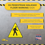 Mighty Line Pedestrian Traffic Crossing Walkway Floor Sign for Safety, Caution, Warning, Heavy-Duty, Peel and Stick, Adhesive, Industrial Quality, 24"