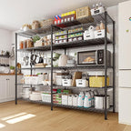 REIBII 1450LBS Shelves 5 Tier Metal Shelving Unit Storage Wire Shelving 58.1''W Pantry Shelves Wire Shelf Adjustable Garage Shelving Heavy Duty Storage Rack for Pantry Kitchen Garage, Black