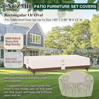 Heavy Duty Patio Furniture Covers Waterproof, 600D Outdoor Furniture Cover Waterproof for Sectional Sofa Couch, Outdoor Dining Table and Chair Set Covers 140''L x 80''W x 32''H, Beige Brown